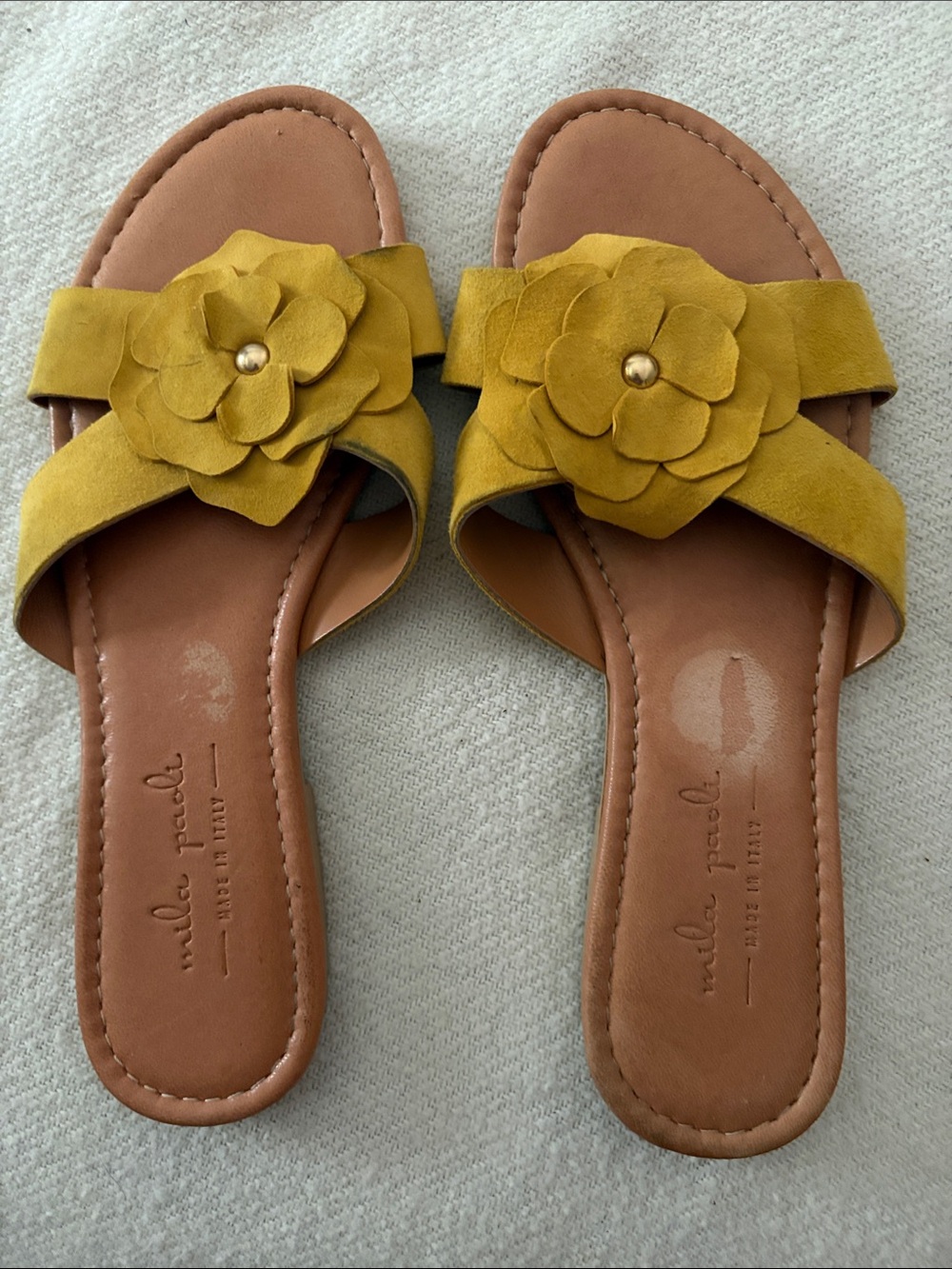 Mila Paoli Italian Leather Yellow Gold Sandals 8M